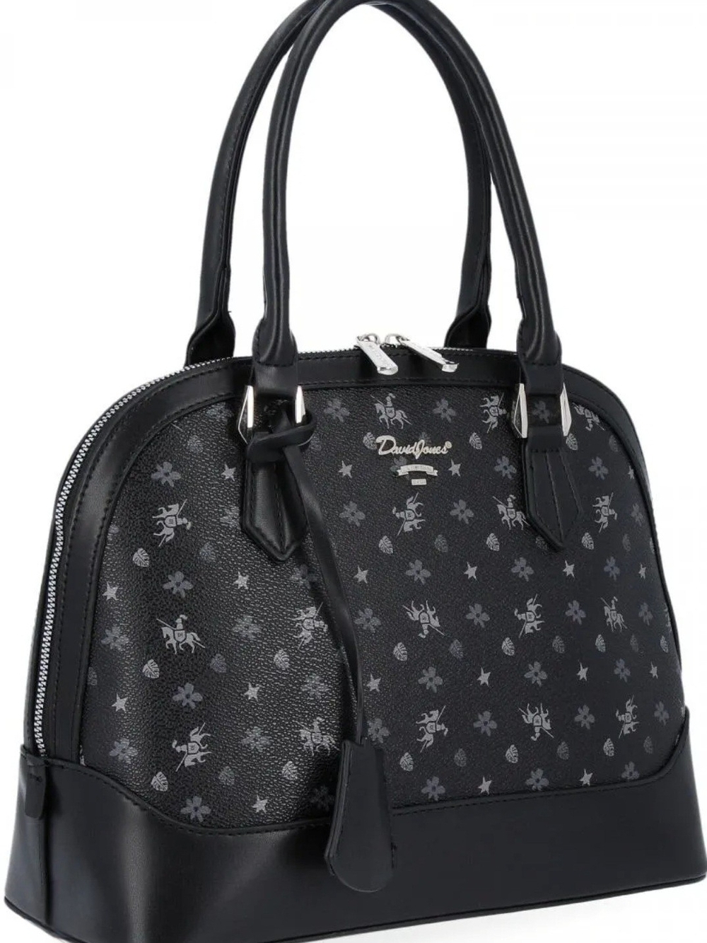 David Jones Black Patterned Dome Satchel